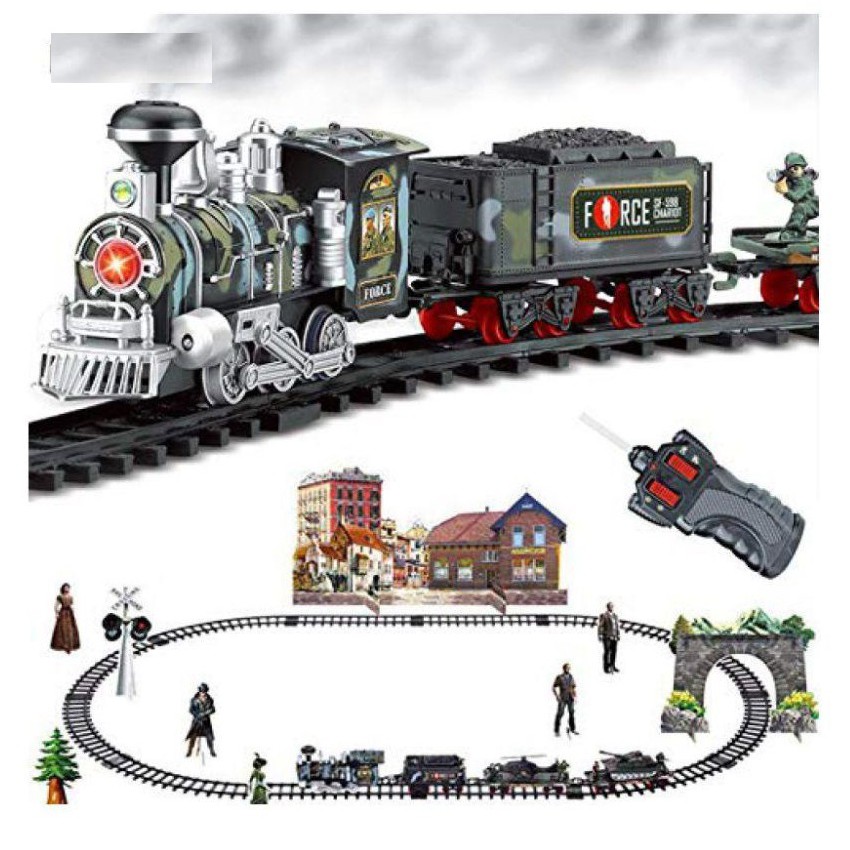 Bộ đồ chơi tàu hỏa Điều khiển từ xa lắp ráp có Ray chạy 4 viên pin sạc - Train Classic