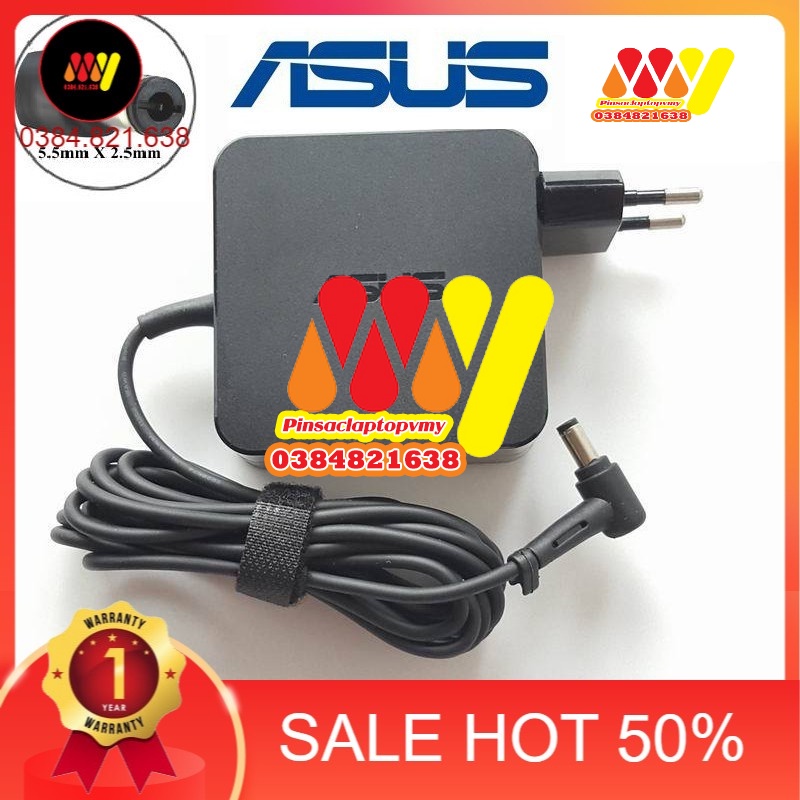 [SALE] Sạc laptop Asus 19V-3.42A - Chân thường Củ Vuông - ZIN Bảo hành 18T