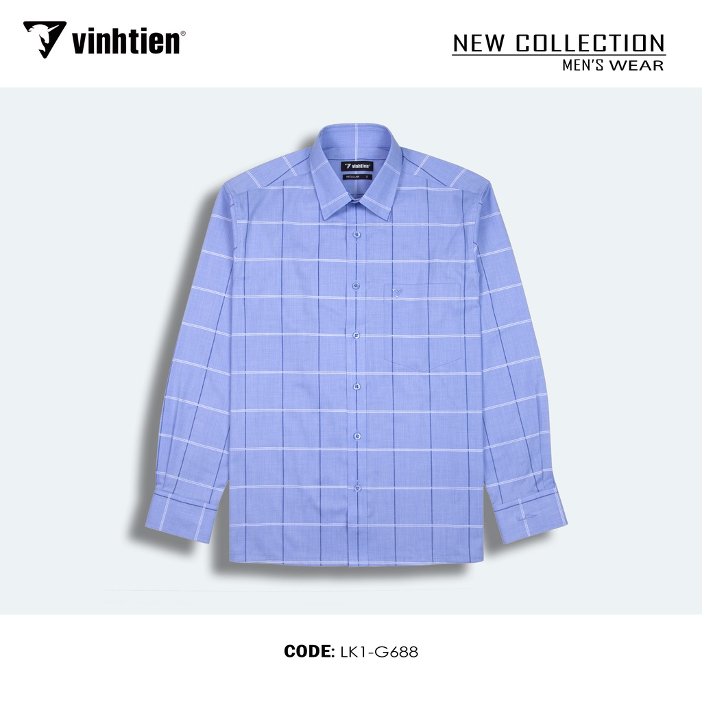 Áo Sơ Mi Nam Dài Tay Sọc Caro Bamboo Vĩnh Tiến Form Regular Vạt Ngang 475 - G688