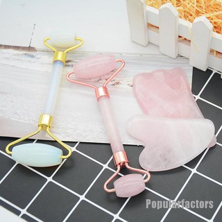 Cây lăn massage mặt và cổ bằng đá thạch anh hồng tự nhiên chất lượng cao