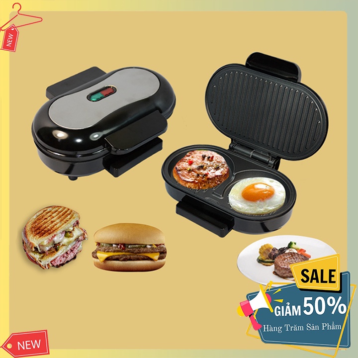 Máy nướng thịt làm bánh mì hamburger cao cấp HAEGER có ngăn đựng dầu