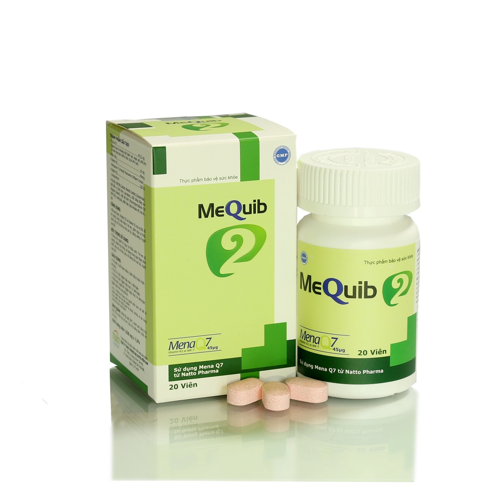 Viên ngậm Vitamin D3 K2 MK7 MenaQ7 và Canxi MEQUIB 2 - Giúp xương chắc khỏe, tăng cường phát triển chiều cao hộp 20 viên