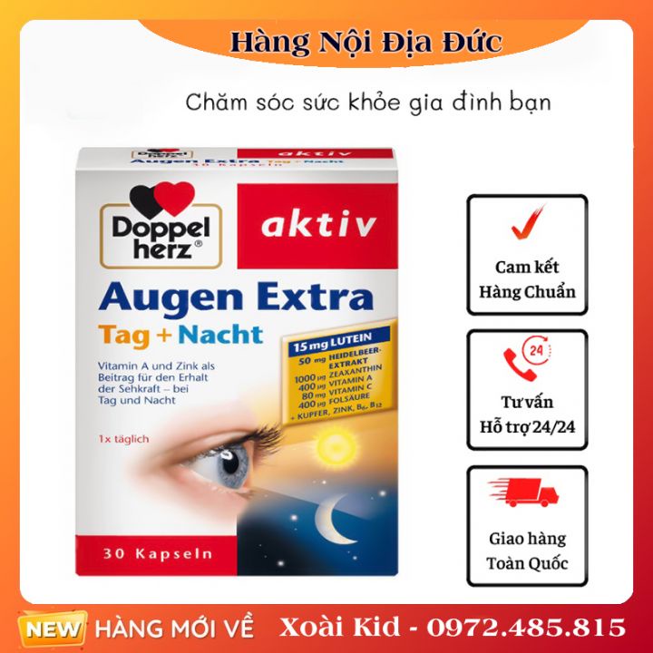 [auth] Viên Uống Bổ Mắt Doppelherz Augen Extra - Bổ Sung Vitamin A, Chống Mỏi Mắt, Tăng Cường Thị Lực [Hot]