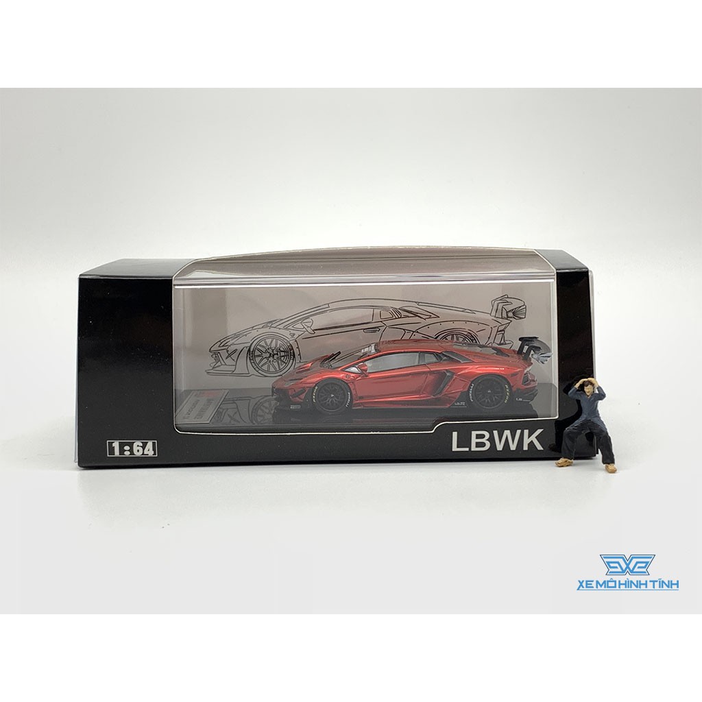 Xe Mô Hình Lamborghini Aventador LB 2.0 kèm Figure 1:64 Liberty Walk ( Đỏ )