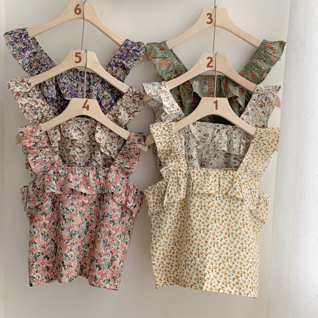 [Mã WASKT304 giảm 15% tối đa 30K đơn 99K] Áo dây bèo vai- baby flora top | BigBuy360 - bigbuy360.vn