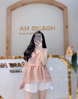 Áo 2 dây voan hồng