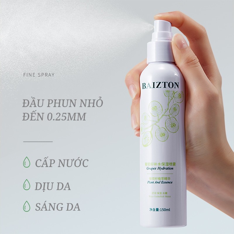 Xịt khoáng hạt nho Baizton cấp nước dịu da sáng da 150ml BAIZ01