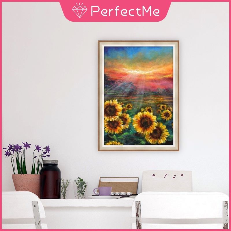 Bộ tranh đính đá 5D họa tiết hoa hướng dương độc đáo kích thước 30x40c DIY dùng trang trí nhà cửa