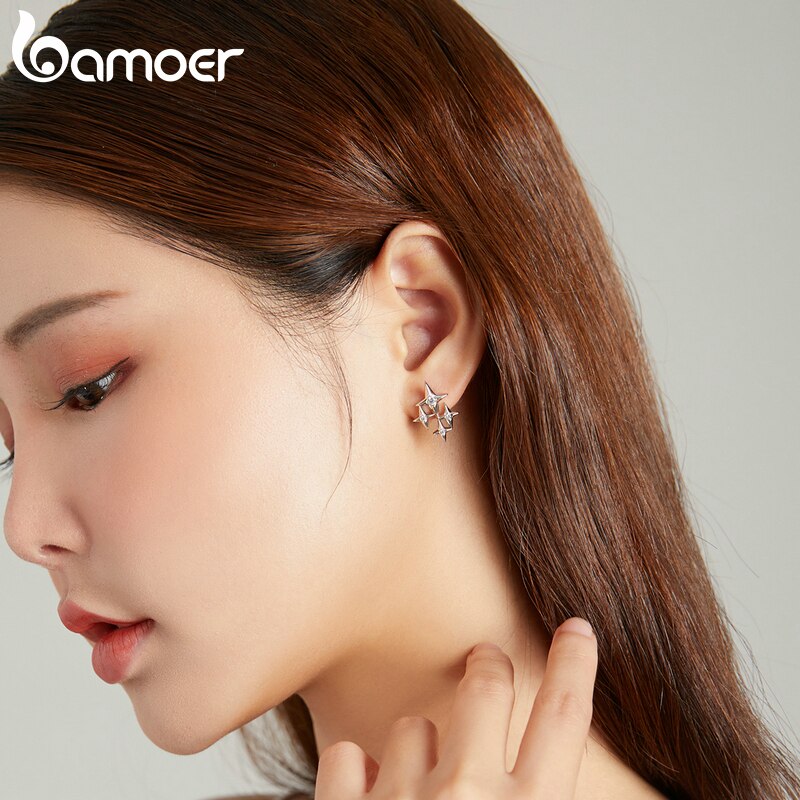 Bông Tai Bamoer Bạc Thật 925 Bse461 Chính Hãng Hình Sao Thời Trang Cho Nữ