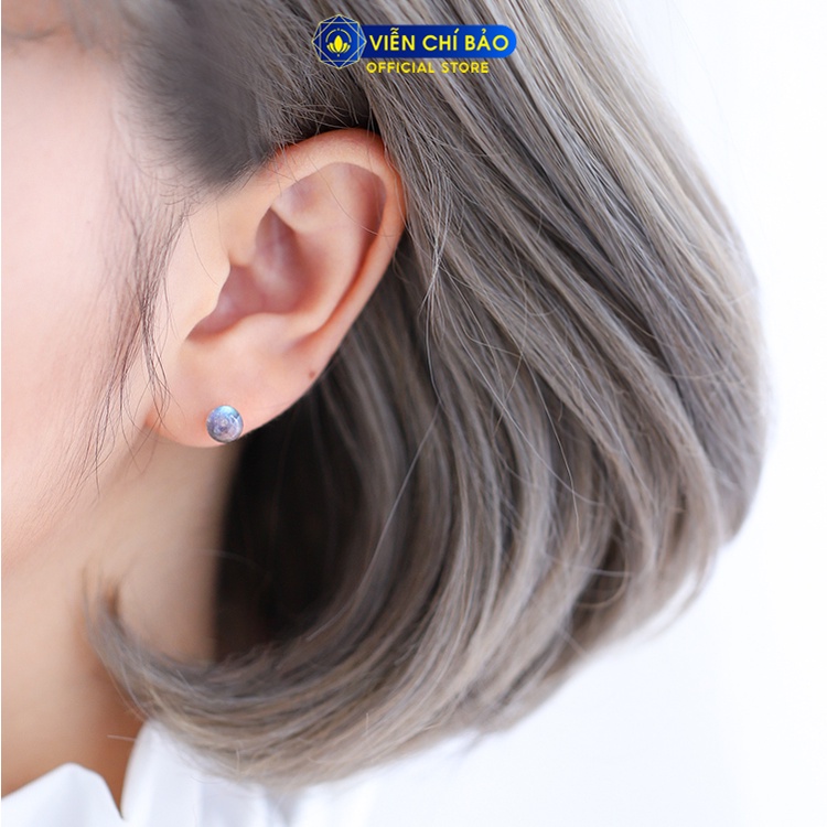 Bông tai bạc nữ đính đá mặt trăng chất liệu bạc 925 thời trang phụ kiện trang sức nữ Viễn Chí Bảo E032