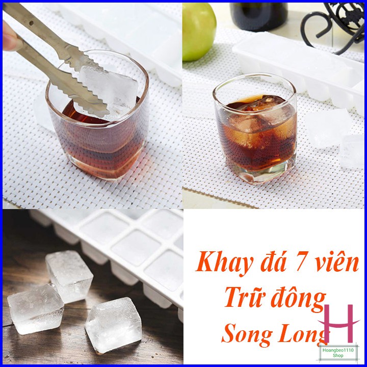 Khay đá 7 viên - khay trữ đông - đồ ăn dặm có nắp đậy Song Long Plastic { H }