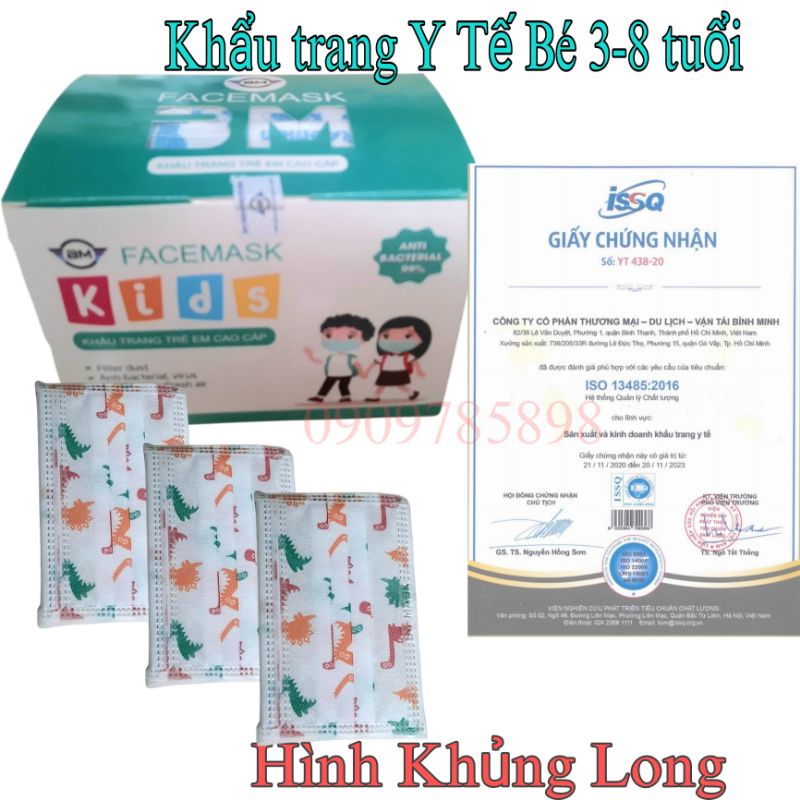 {Hộp 50 cái} Khẩu trang y tế Trẻ em, Bình Minh và Usasen kháng khuẩn, phù hợp bé trai gái 3-8 tuổi( có chứng từ Y Tế)
