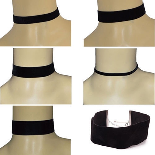 Vòng Cổ Choker Nhung Đen Phong Cách Gothic Đơn Giản Cho Nữ