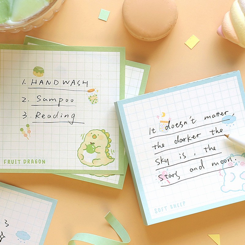 Giấy note cute 100 tờ giấy nhớ ghi chú dễ thương trang trí sổ planner làm bullet journal dụng cụ dán FRUIT ANIMAL