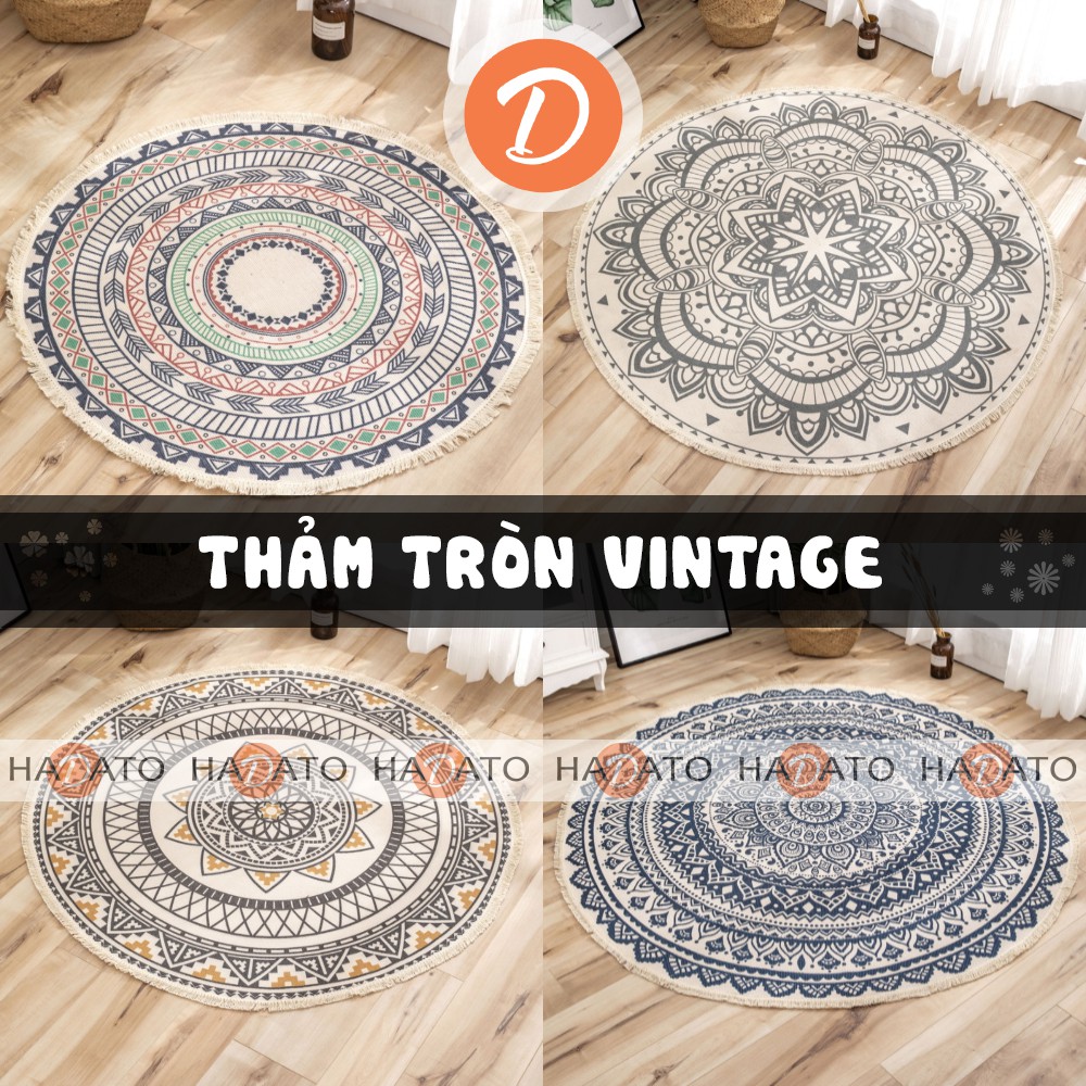 Thảm tròn trải sàn vintage Thảm chùi chân scandinavian - TT 1