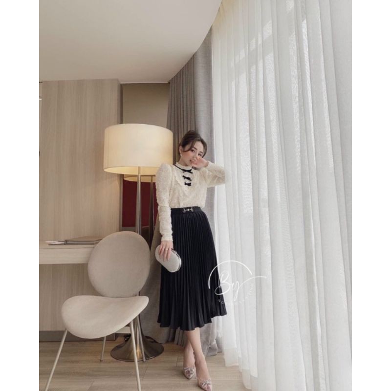 🌈 ÁO SƠ MI REN VAI BỒNG CỔ 3 NƠ 💯