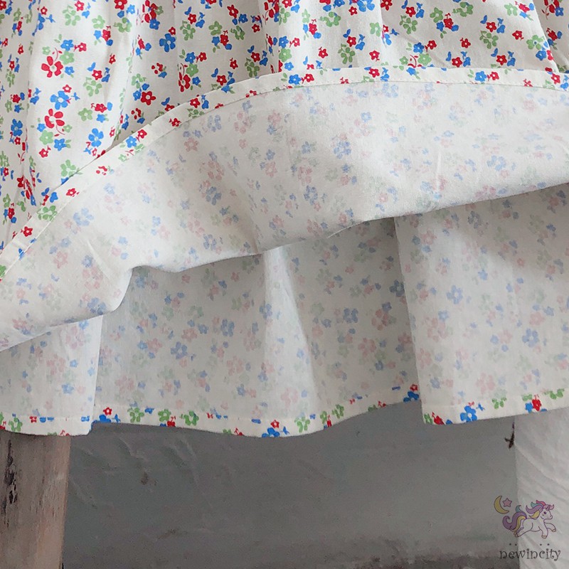 Đầm Xòe Tay Phồng In Hoa Cho Bé