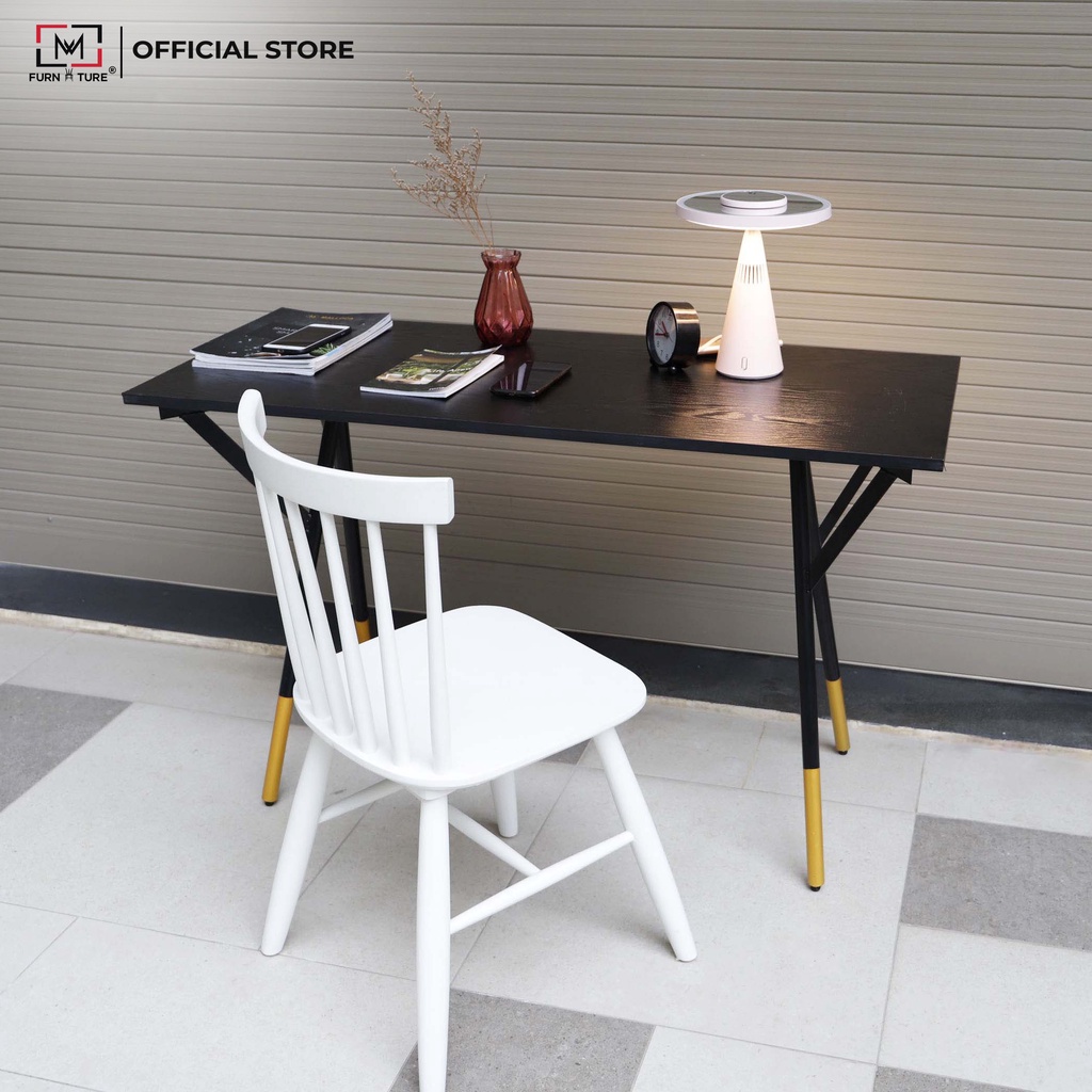Bàn học và làm việc gỗ chân sắt sang trọng size 120x50 cm thương hiệu MW FURNITURE - Nội thất căn hộ