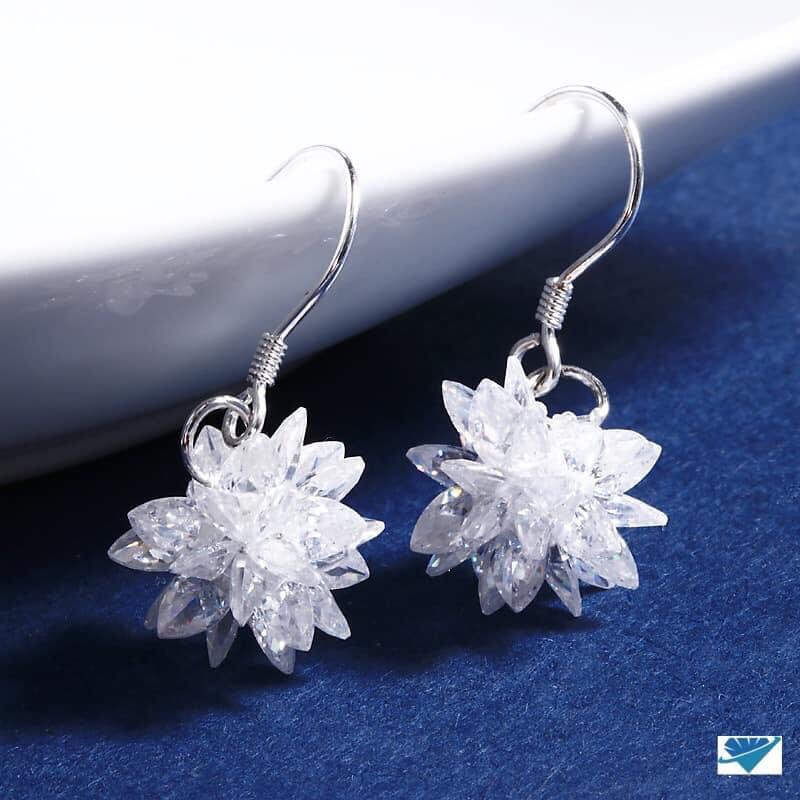 BÔNG TAI HOA TUYẾT KHOEN MÓC BẠC TA