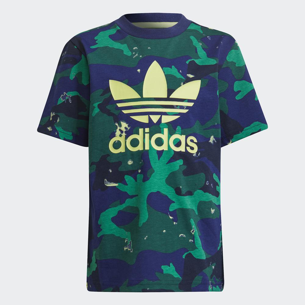 Quần Ngắn adidas ORIGINALS Bé trai Set Áo Thun Quần Short Phủ Họa Tiết Rằn Ri Màu đen H20302