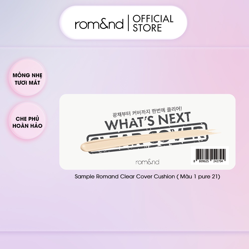 [HB GIFT] [Rom&amp;nd] Sample Phấn nước che phủ tốt Hàn Quốc Romand Clear Cover Cushion SPF50+ PA+++