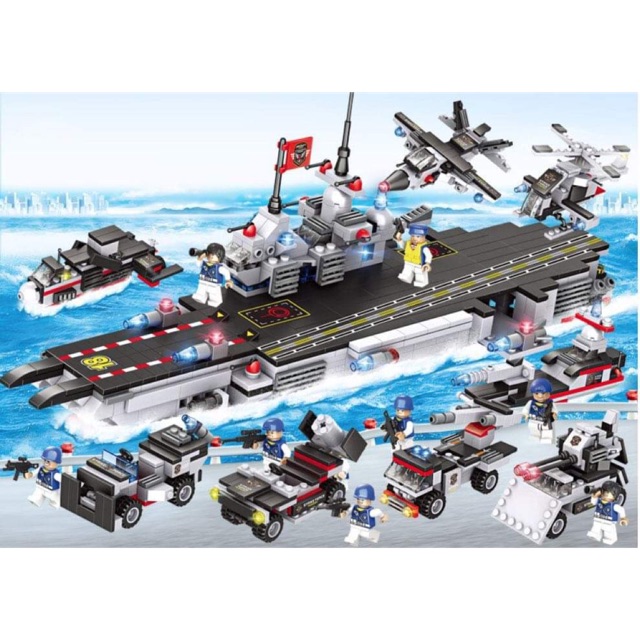 [Loại 1 FREESHIP TỐI ĐA 70k] Lego xếp hình tàu sân bay chiến hạm trực thăng chiến đấu 8in1