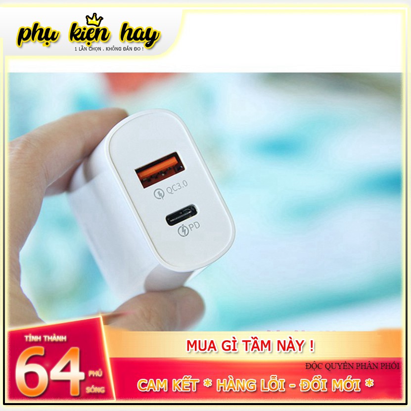 Củ kèm cáp sạc nhanh Remax RP-U37 QC3.0+PD 2 cổng sạc: USB và Type C