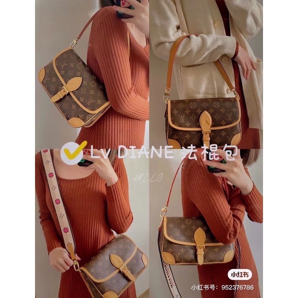 Túi LV Diane fullbox nam châm size 24cm hoa nâu kèm 2 quai Đẹp Soang