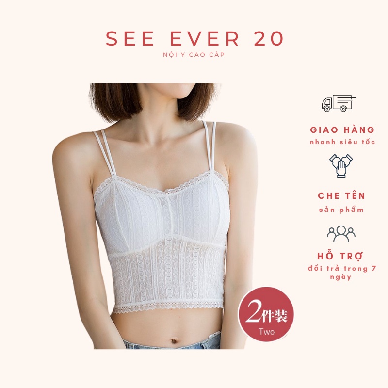 Áo Bra 2 Dây Phối Ren Dáng Dài Kèm Mút Đệm Ngực Mã 995
