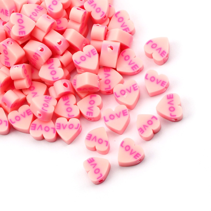 Sa Set 50 / 100 Hạt Xỏ Lỗ Hình Trái Tim Dùng Để Làm Đồ Trang Sức Thủ Công