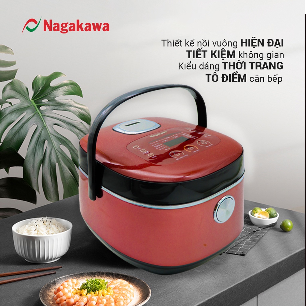 [Mã ELHADEV giảm 4% đơn 300K] Nồi cơm điện tử 1.8L Nagakawa NAG0135