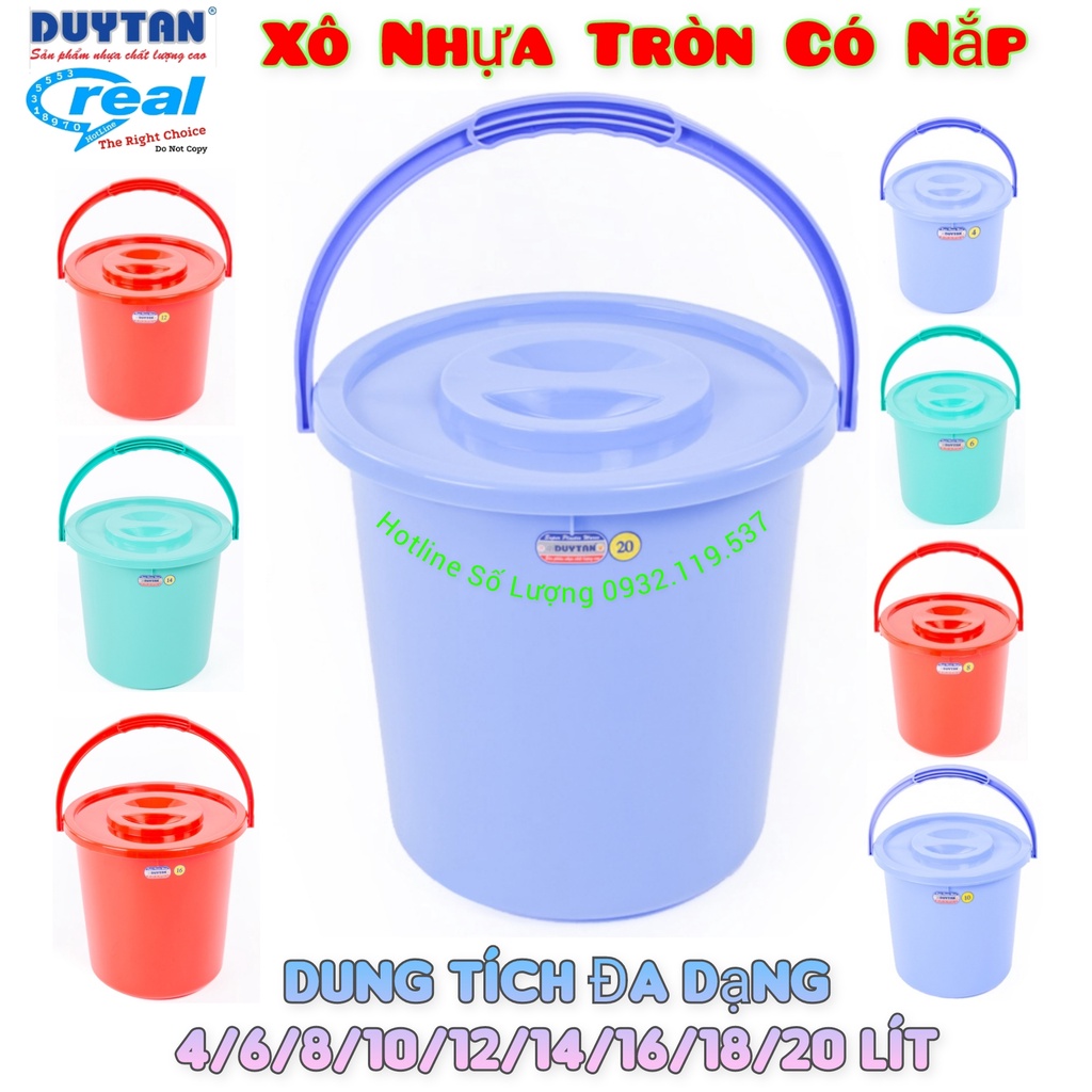 Xô Nhựa Tròn Duy Tân Có Nắp 4L/6L/8L/10L/12L/14L/16L/18L/20L