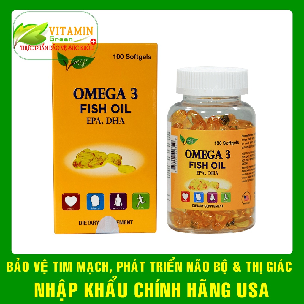 Viên uống dầu cá Omega 3 Fish Oil Nature Gift 100 viên  | Nhập khẩu chính hãng Mỹ