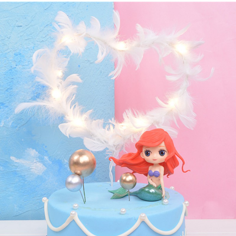Phụ Kiện Trang Trí Bánh Kem Hình Cánh Thiên Thần Có Đèn LED Lãng Mạn