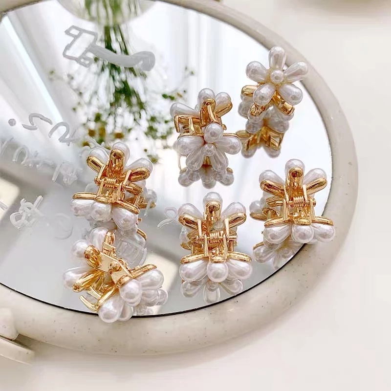 Kẹp Tóc Càng Cua Mini Đính Ngọc Trai Sang Trọng Thời Trang Cho Nữ
