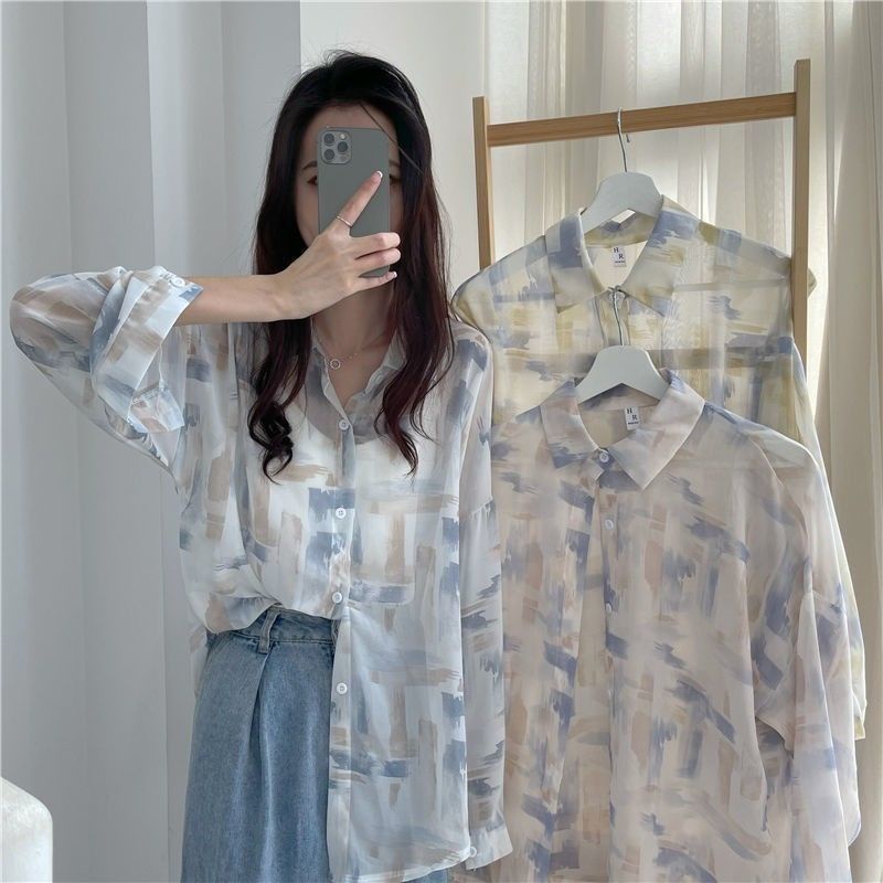 Áo Khoác Sơ Mi Cardigan Tay Dài Chống Nắng Dáng Rộng Thời Trang Mùa Hè Phong Cách Hàn Quốc Mới 2022
