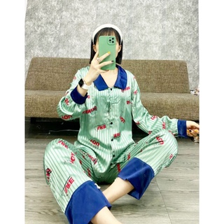 bộ pijama lụa gấm phi bóng satin