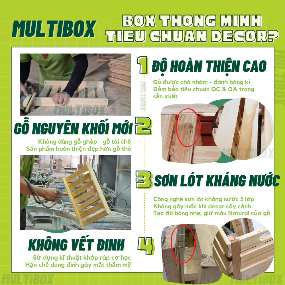 [ Lắp Ráp ] Thùng Gỗ Pallet, Hộp Gỗ Thông Đa Năng Gấp Gọn Thông Minh Làm Bàn Trà, Kệ Trang Trí, Hộp Lưu Trữ MultiBox