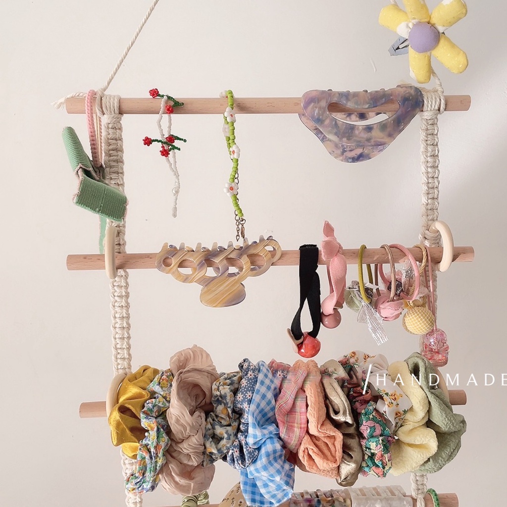 Giá treo phụ kiện kẹp tóc bờm tóc băng đô scrunchies Little Rooms dây móc treo tường hộp đựng decor phòng ngủ bàn học