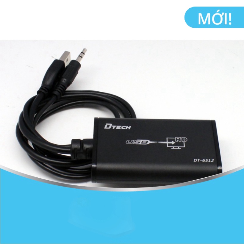 Cáp USB -> HDMI + Audio Dtech DT 6512, cáp chuyển đổi từ USB sang HDMI