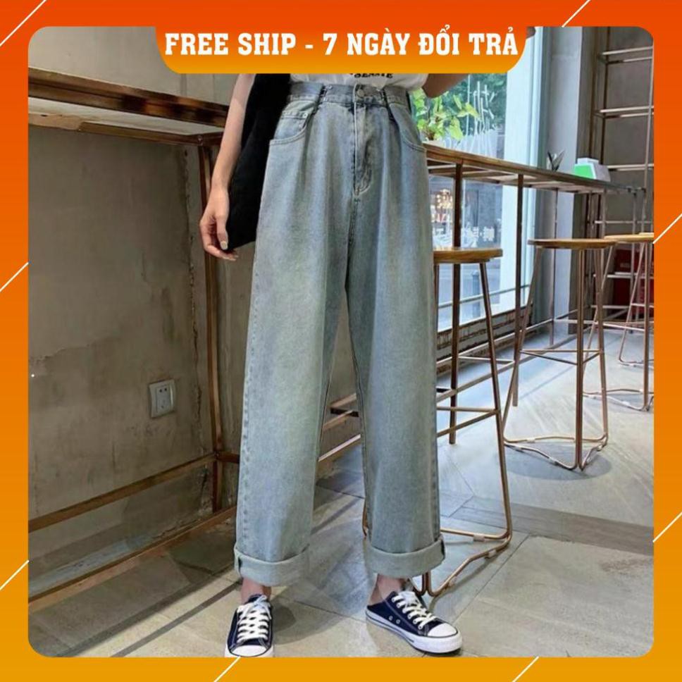 quần jean nữ ống rộng lưng cao bigsize ulzzang hàn quốc | BigBuy360 - bigbuy360.vn