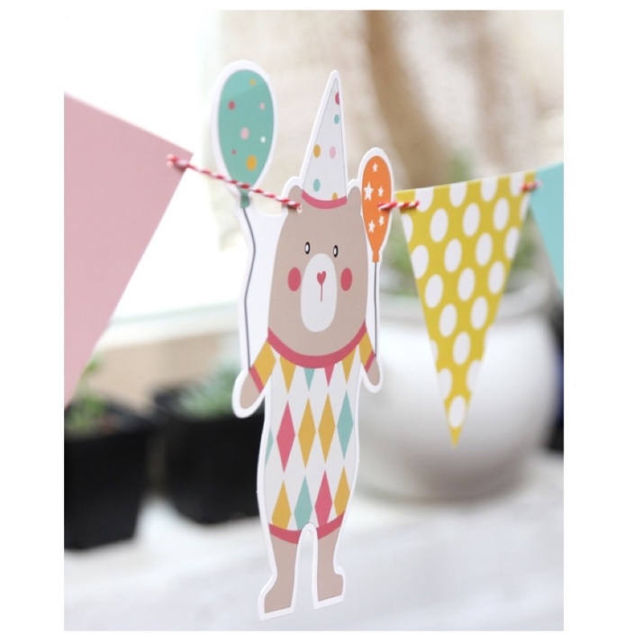 Dây treo trang trí happy birthday hình gấu