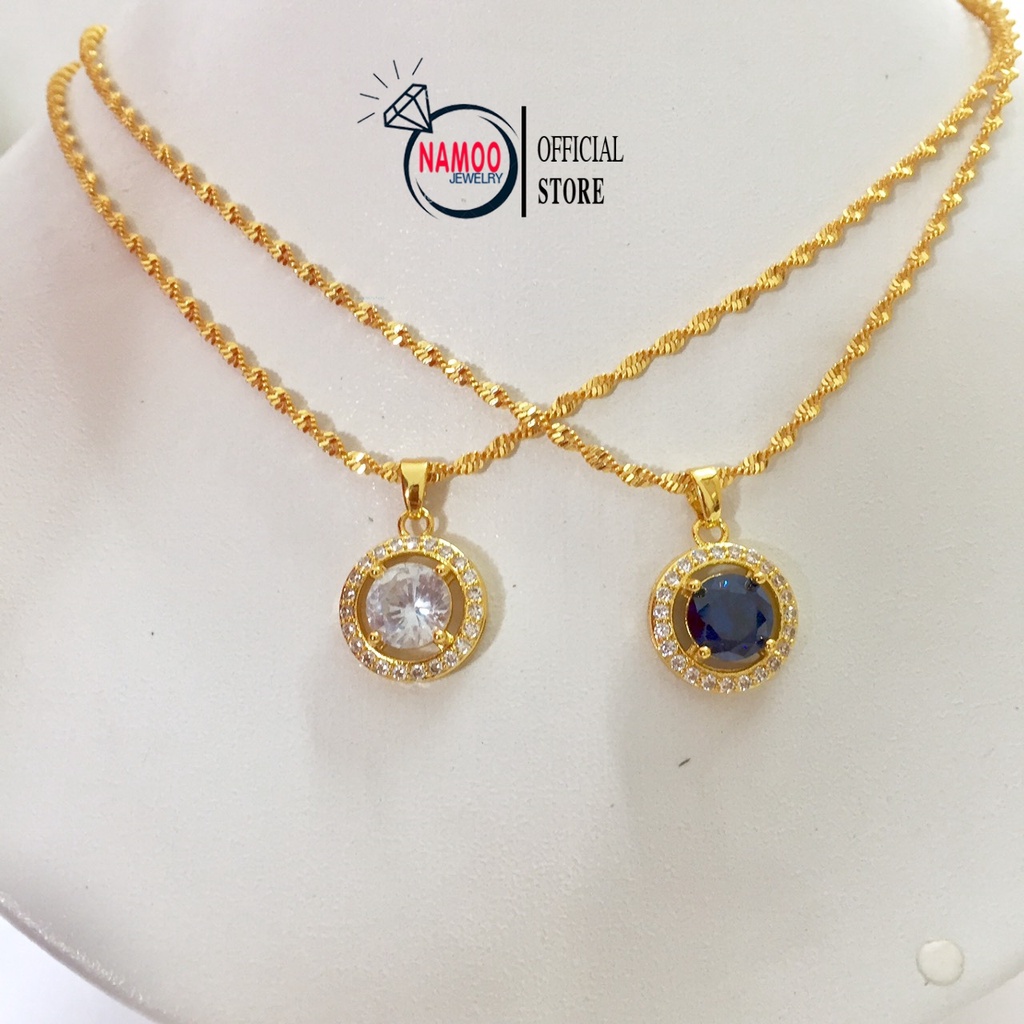 Dây Chuyền Đính Đá Nhiều Màu V509, Mặt Dây Chuyền Mạ Vàng Namoo Jewelry