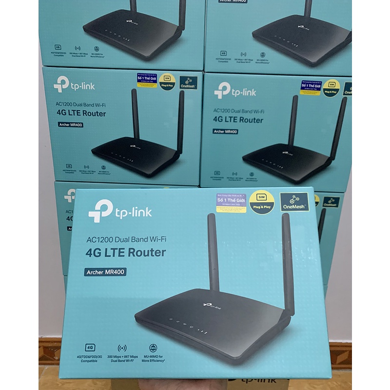 Bộ phát sóng Wifi không dây 4G TPLINK, Có Cổng LAN TP-LINK AC1200 Archer MR400 3 LAN, TL-MR100 Chuẩn N 300M - Chính hãng