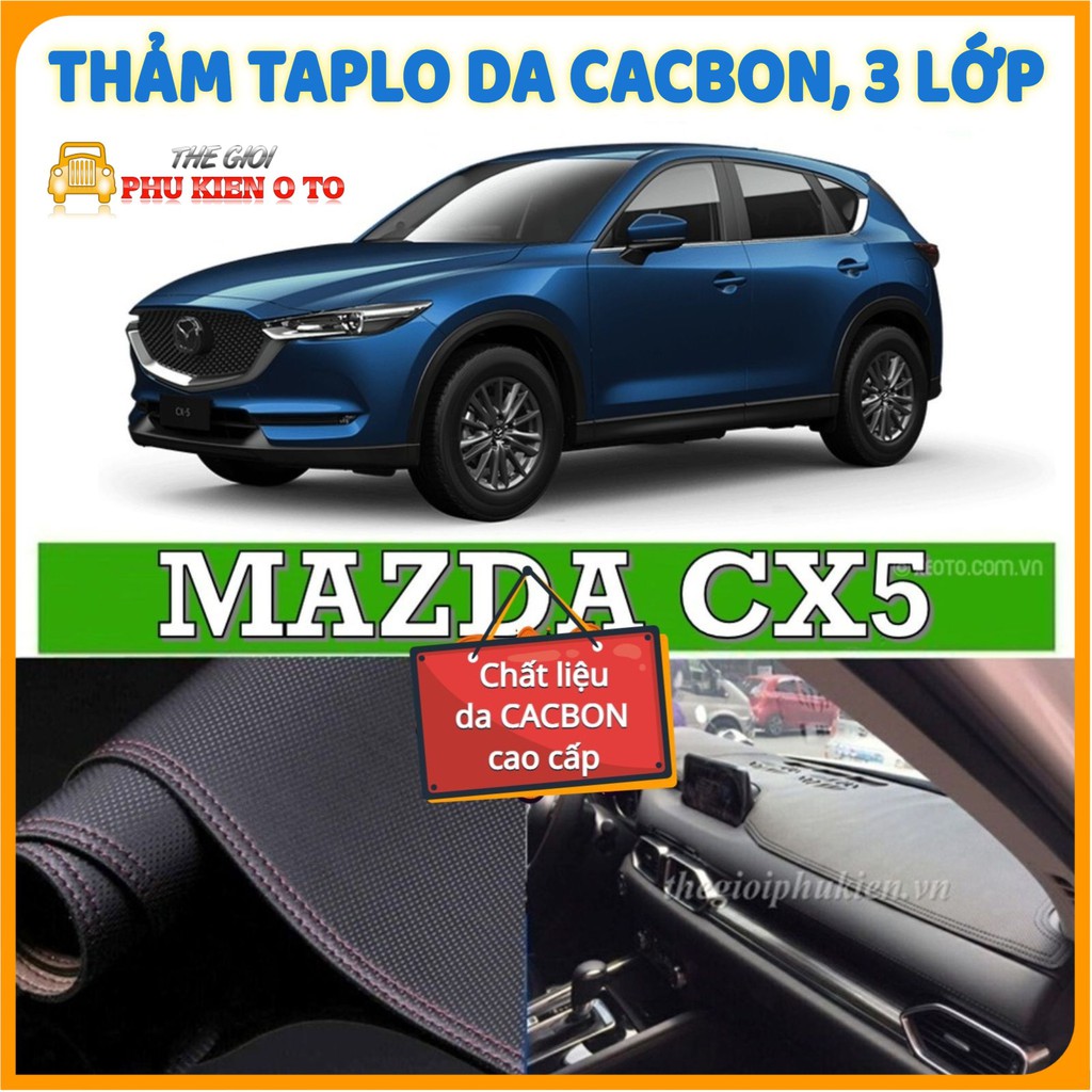 Thảm taplo Mazda CX5 2012 - 2021 da Cacbon cao cấp, chống nóng ô tô hiệu quả