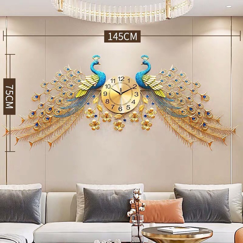 Đồng Hồ treo tường Chim Công hoạ tiết Phu Thê Viên Mãn-Trang Trí Nhà Cửa Nghệ Thuật Decor Tường đẹp,rẻ,quà tặng ý nghĩa