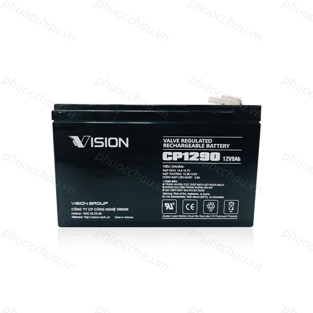 Ắc Quy Vision CP1290 12V-9Ah - Chuyên Dùng Cho Nguồn Dự Phòng (UPS, Inverter,..)