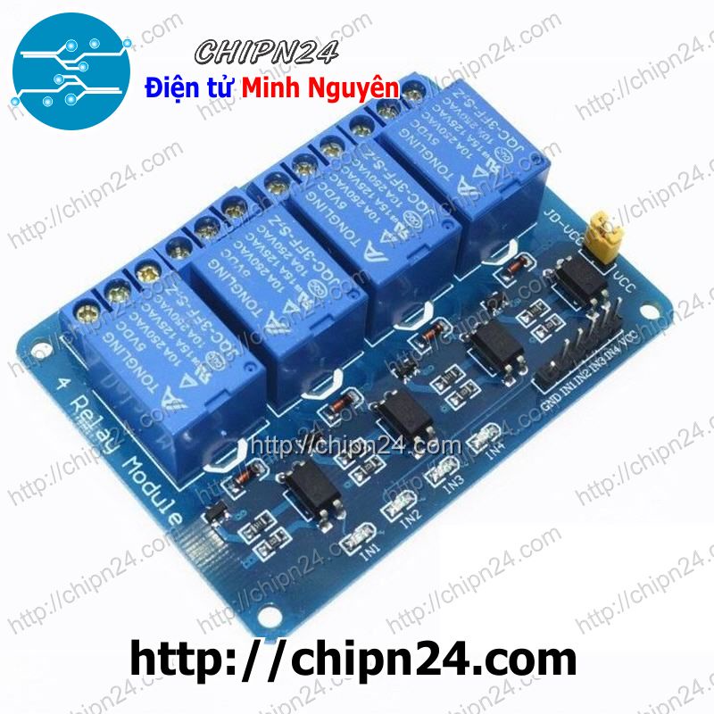 [1 CÁI] (A51) Module 4 Relay với Opto cách ly (kích thấp) (5VDC)