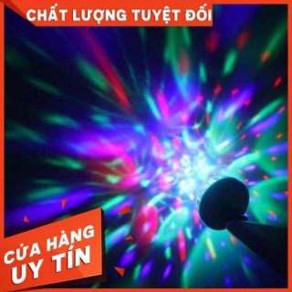 Đèn LED mini - Đèn LED quả cầu xoay cảm ứng pha lê 7 màu nháy theo nhạc
