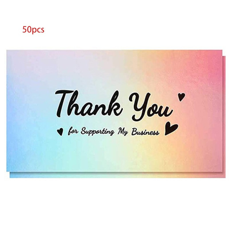 HO 50pcs Heart Great Taste Thank You Card Thanks Greeting Card Appreciation Cardstock for Shop